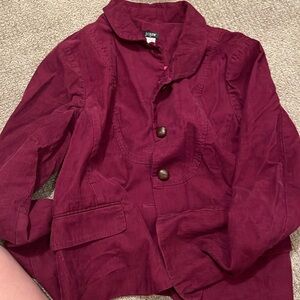 J.Crew purple corduroy jacket with leather buttons